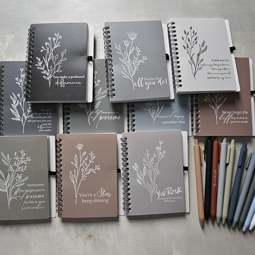 Elegant Spiral Notebook Set - Gray, Brown, Cream
